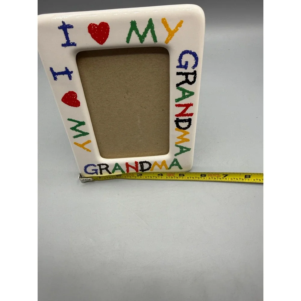 I Love My Grandma Ceramic Picture Frame White Multi Color Crayon Style 4x6 photo
